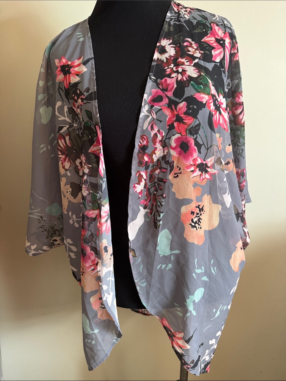 Floral Sheer Kimono Cover-Up